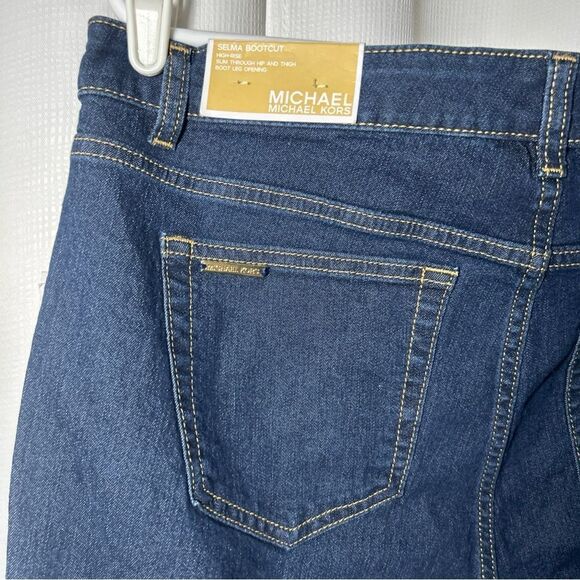 NWT Michael Kors Jeans Women’s Size 14 Selma Bootcut High Rise Gold Buttons - Picture 8 of 13